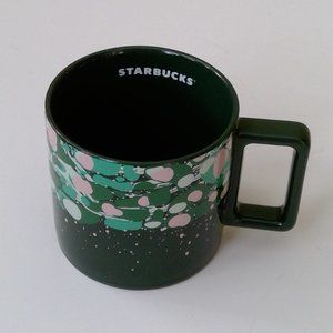 Starbucks Venetian Marble Forest Green + Pink Mug